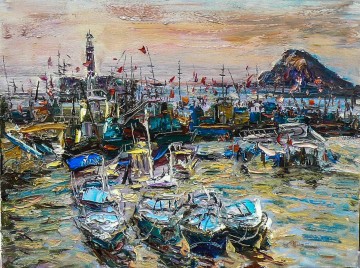 中国の風景 Painting - 漁港２ 中国の風景